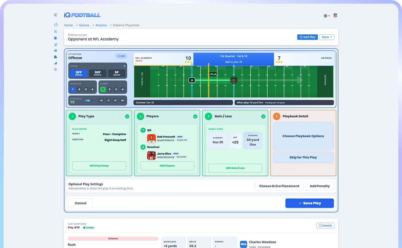 create new high school football play