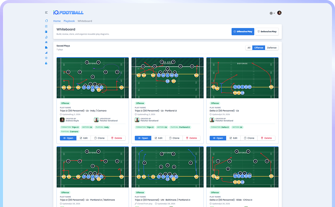 view whiteboard plays for your highschool football team